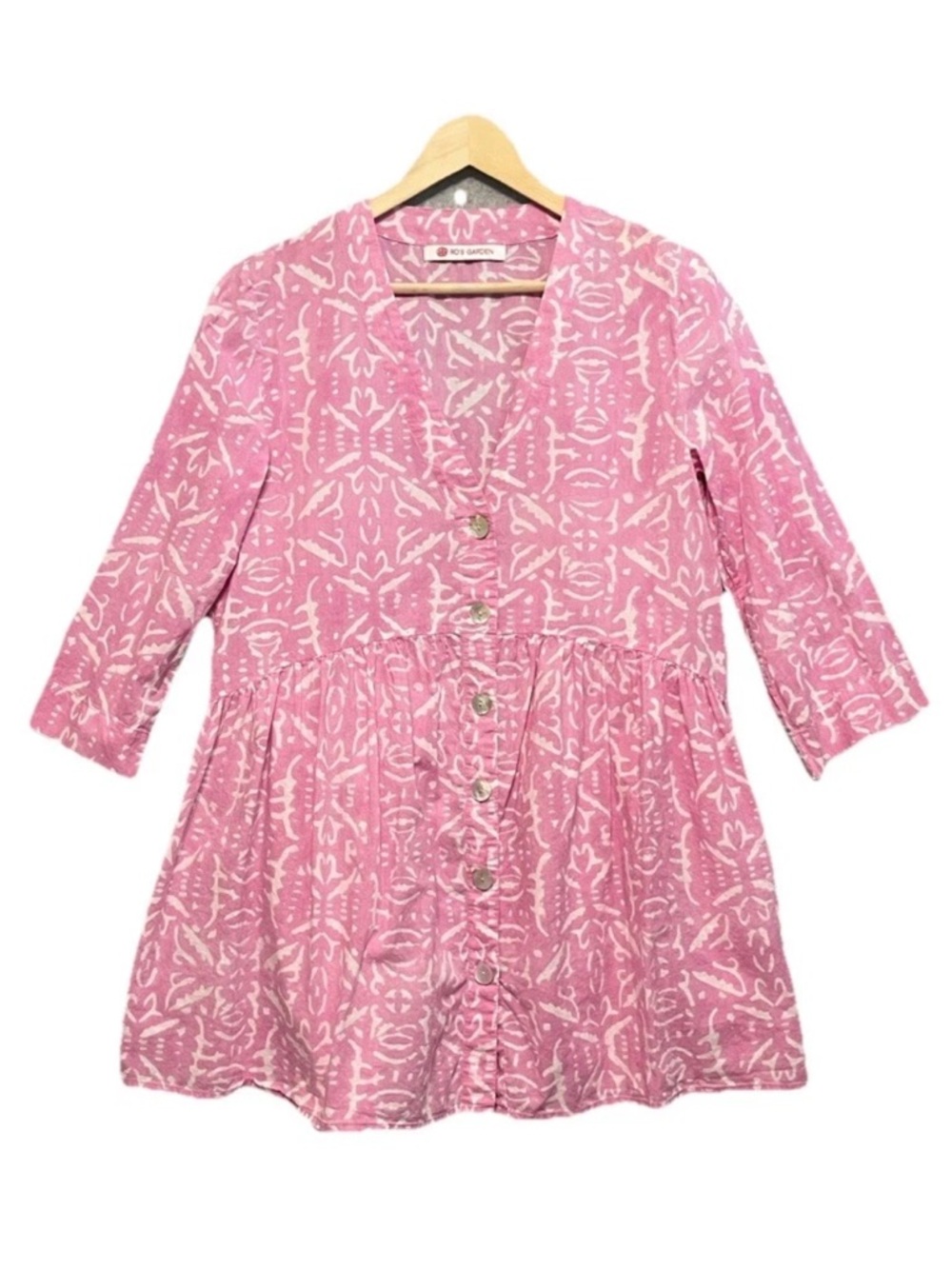 Dolled Up Pink Button-Front Floral Tunic Dress